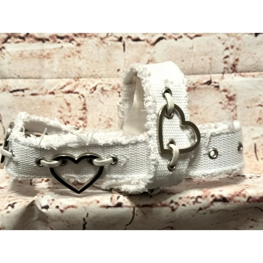 Circo Kids Fashion Silver Metal Heart Shape Canvas Belt